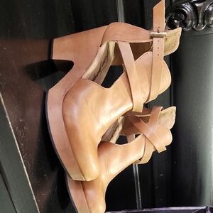 Free People Camel Strappy Heels